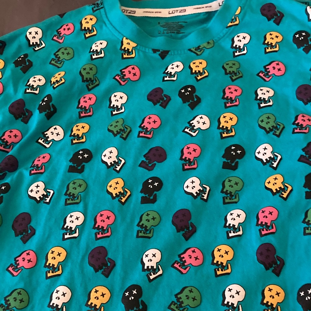 LOT29 Men’s Colorful Skull Print Tee - Teal
